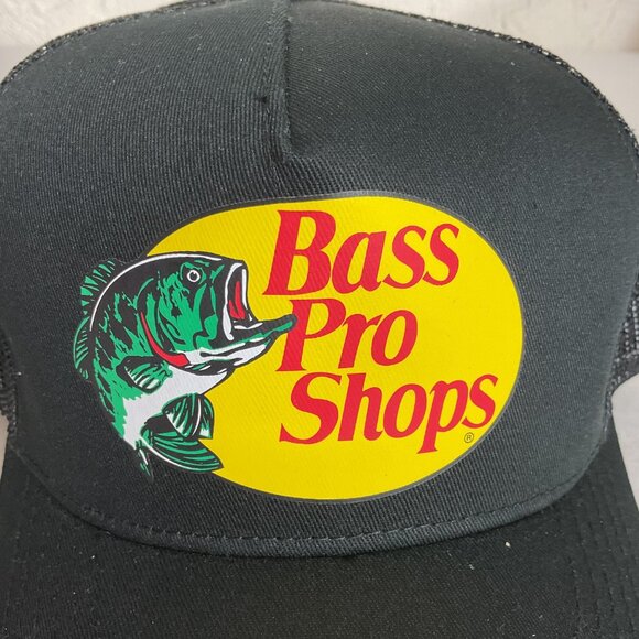 Bass Pro Shops Black Mesh Trucker Hat OSFM - Picture 3 of 6